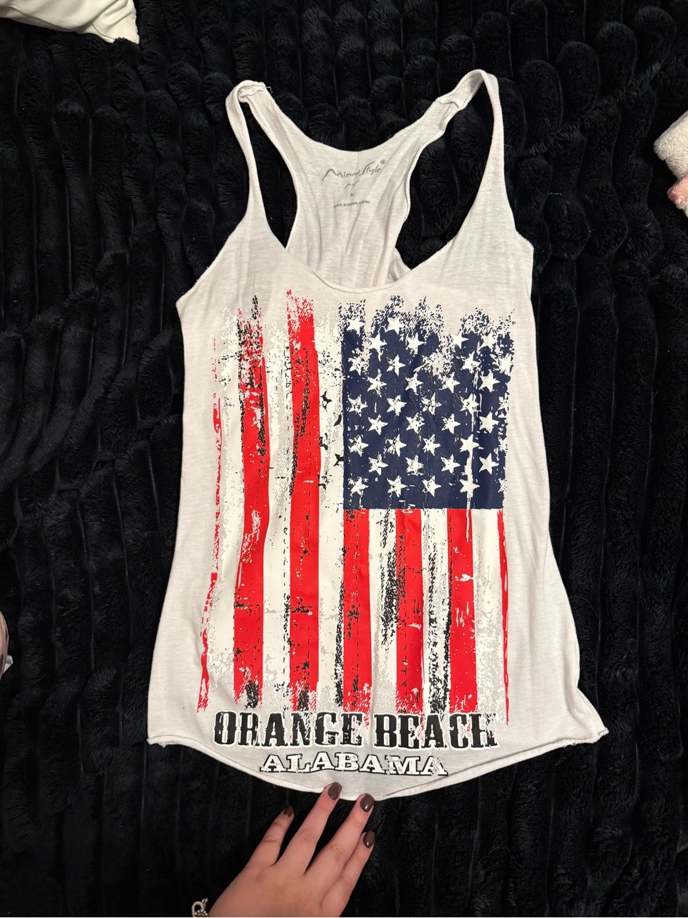 White American Flag Graphic Tank Top - Orange Beach Alabama